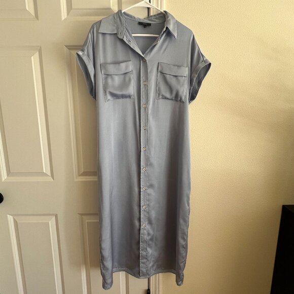 Sora light blue button down silk dress - Size 40 - Picture 1 of 10